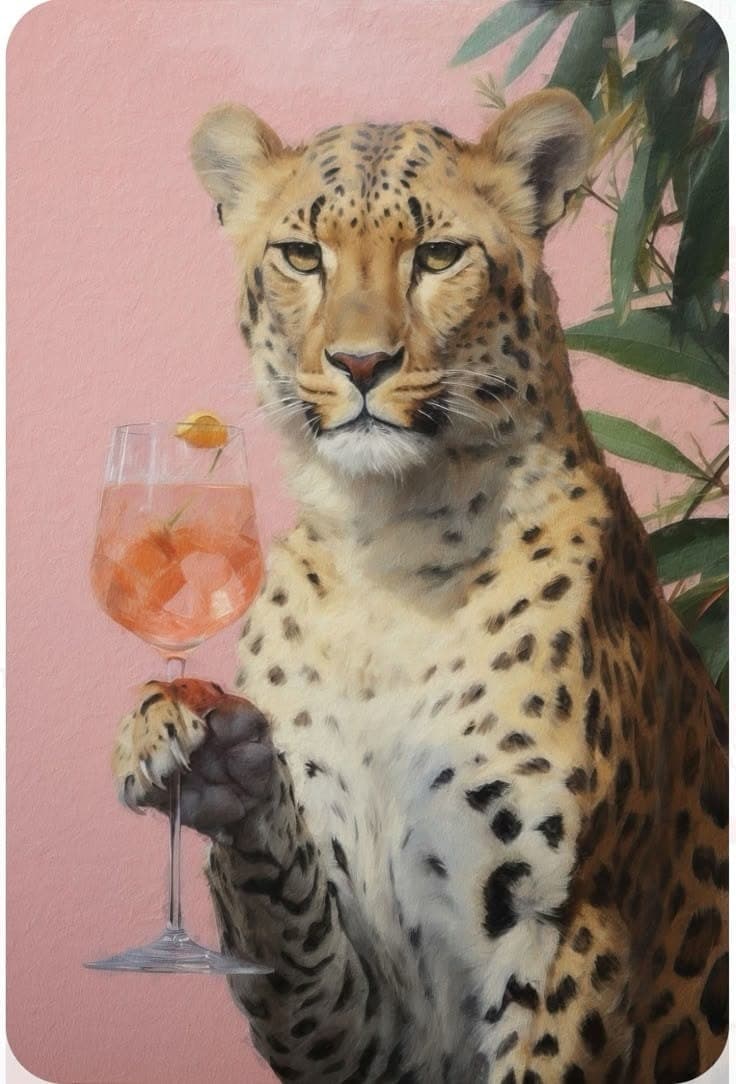 FLORA Leopard mit Cocktail